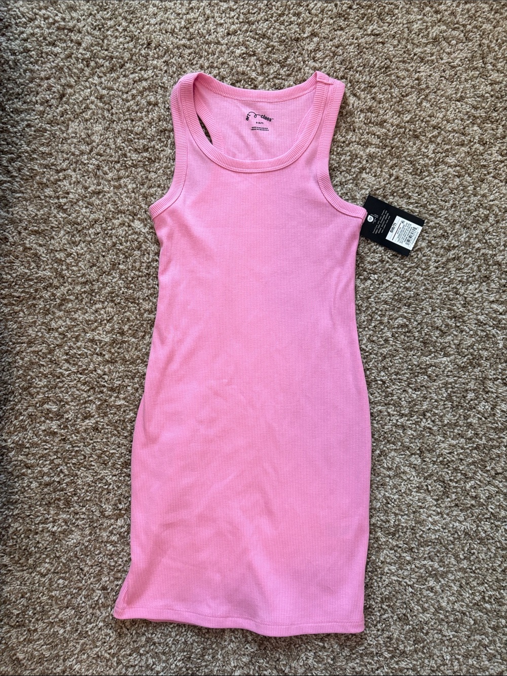 art class Pink Ribbed Tank Dress for Girls